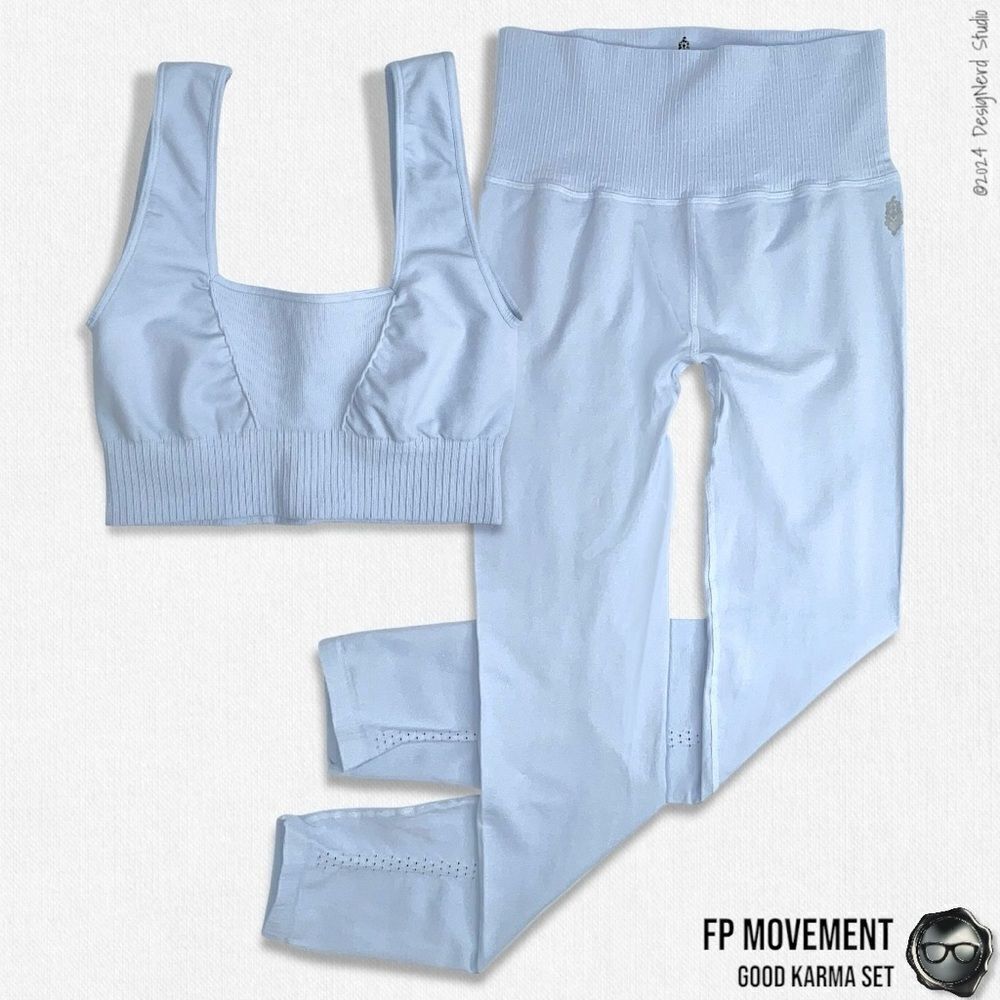 FP MOVEMENT GOOD KARMA SET: SQUARE NECK BRA + 7/8 HIGH-RISE LEGGINGS LIGHT BLUE - Picture 16 of 16